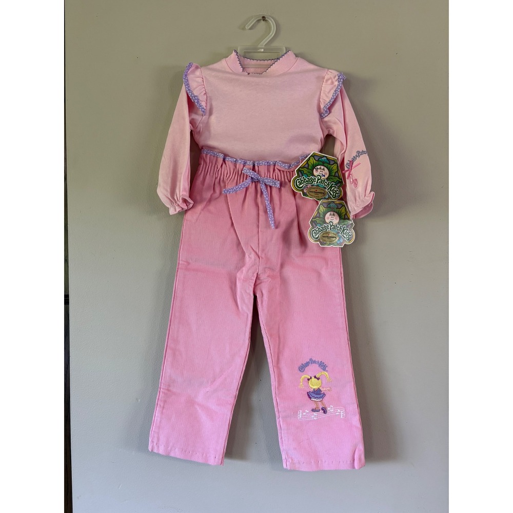 Vintage Cabbage Patch Kids Pink Corduroy Pants Top Set Girls 3/4T Ballet NWT USA